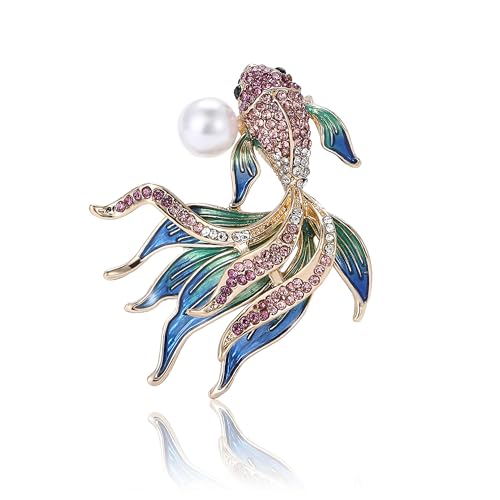 Image of Rhinestone Goldfish Brooches and Pins for Women Fashion Accessories Clothing Pins