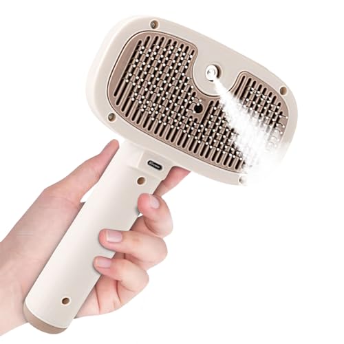 Cepillo par Perros Gatos,Steamy Brush Autolimpiante Cepillos de Aseo para Mascotas para Pelo Largo y Corto para Eliminar los Enredos, la Capa Base Muerta y la Suciedad Hasta