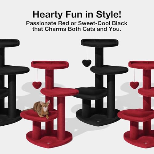VETRESKA Cat Tree for Indoor Cats, Multi Level Cat Tower with Cat Scratching Post, Cute Cat Climbing Tree with Dangling Toy for Cats（Red） by VETRESKA - Image 6