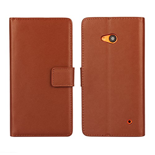 Lumia 640 Case, iCoverCase Premium Leather Wallet Case Kickstand Phone Shell Flip Cover for Nokia Microsoft Lumia 640 (Brown)