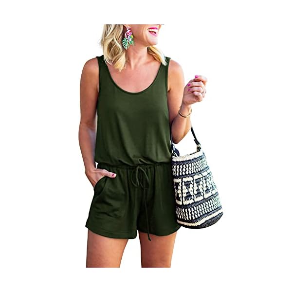 ReoRia Womens Summer Scoop Neck Sleeveless Tank Top Short jumpsuit Rompers