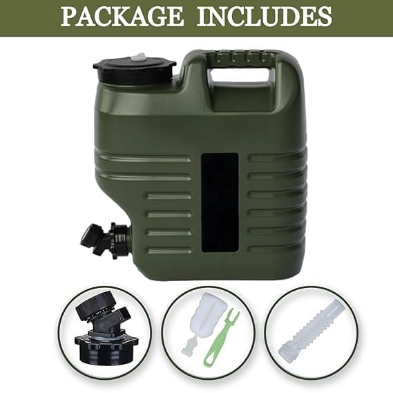 Image of 12 L Camping Water Container Portable Camping Can Water can for Travelling Travel Hiking Picnic Water Storage Containers Dispenser Barrel with Faucet Water Camper Outdoor (Green, 12L)