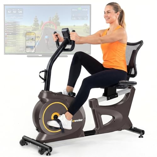 Image of Wenoker Recumbent Exercise Bike for Seniors with 15-Level Magnetic Resistance, Bluetooth APP & LCD Monitor, 300 lbs Capacity, and 8-Position Adjustable Seat - Ideal for Home Workout