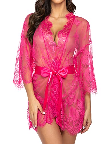 Chemise en dentelle Avidlove rouge rose style kimono babydoll 3XL femme