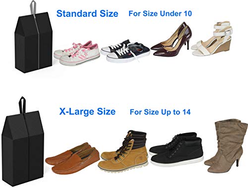 Simple Houseware Travel Shoe Bags, Set of 4 Waterproof with Zipper, Black3