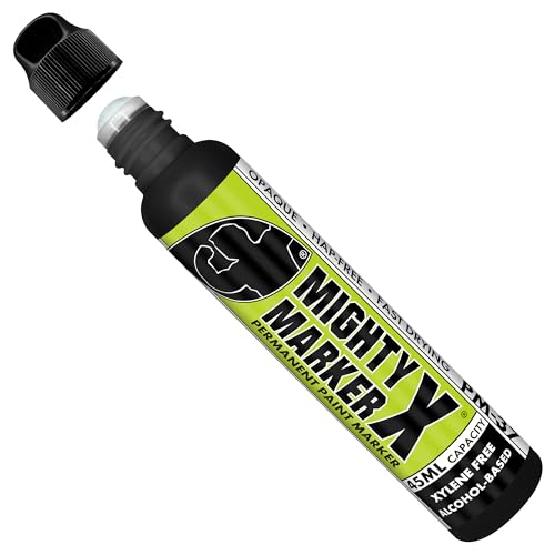 Mighty Marker PM-37 Industrial Dauber Paint Marker - 12mm Wide Tip for Metal Glass & Non-Porous Surfaces - Xylene Free 45ml Capacity - Black