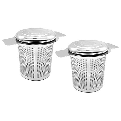 Sadkyer 2 paquetes de filtros de té de hojas sueltas, filtros de cesta de té de acero inoxidable, colador de té para colgar en teteras