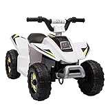 Ride on ATV 4 Wheeler,6V Battery Powered Quad Ride On Car Toy Four Power Wheeler, Motorized Mini Kid Electric ATV for Toddlers Boys Girls(White)