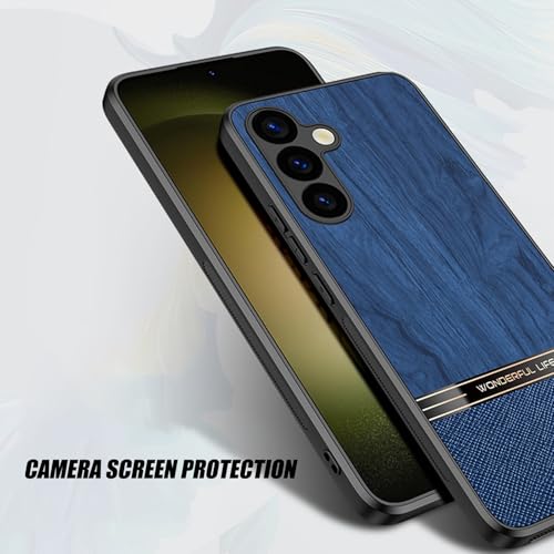 Coque fine en cuir texture bois pour Samsung Galaxy S25 Plus protection complète gris