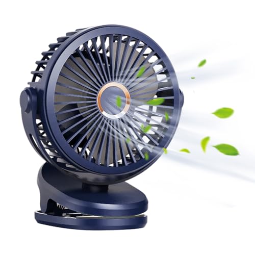 Ventilador portátil con clip, ventilador portátil recargable con clip, dispositivo de refrigeración silencioso con 4 velocidades, ventilador ajustable giratorio de 720 grados para dormitorio