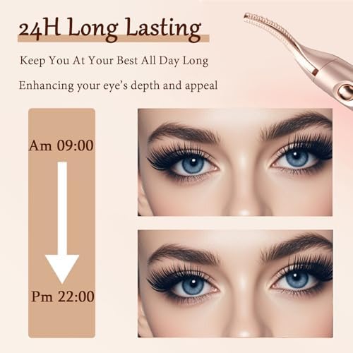 Heated Eyelash Curler - 2 in 1 Eye Lash Curler and Eyebrow Trimmer for Women with 2 Temperature Modes, USB Rechargeable Electric Eyelash Curler, Anti-Burn Design, Ideal Gift for Women(Black B1) — view 3