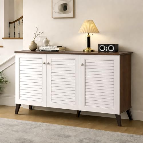 Image of 3-Door Engineered Wood Shoe Rack, 6-Tier Wooden Shoe Rack for Entryway, Shoe Storage Cabinet with Doors Adjustable Shelves, Wooden Shoes Rack Organizer (Wotan Oak-White, 6 - Tier)