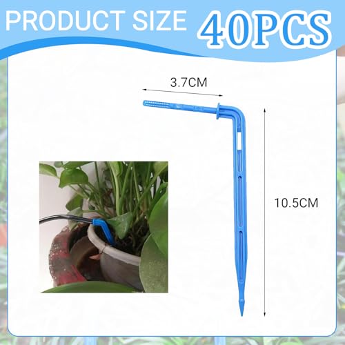 THXFUNAREA 40 Stück Bewässerungstropfer, 3/5 mm Schlauch, Pfeil, Tropfbewässerung, Emitter, Mikro-Tropfer, Sprinkler, Tropfen,Blau