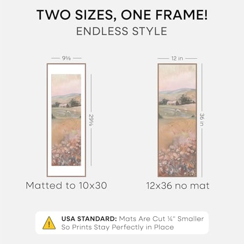 Image of Homeforia 12x36 Picture Frame Mocha, High End Metal 12x36 Poster Frames with Mat 10x30 inch Photo, 12 x 36 Mocha Frames Matted to 10 by 30 Art, 36x12 Panoramic Frames, Tempered Glass, Wall Kit, Set of 1