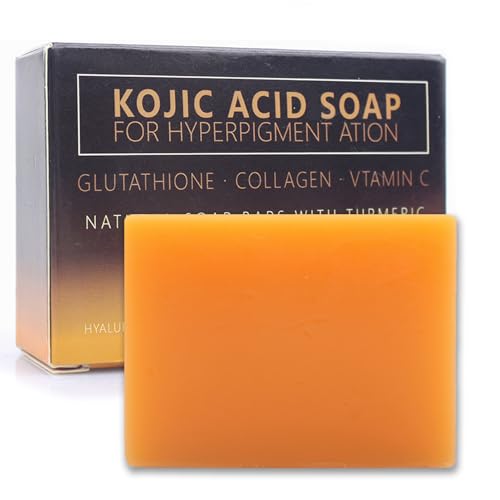 100g Jabón de Cúrcuma, de Cúrcuma para la Cara,Kojic Acid Soap, de Cúrcuma para Cara,Turmeric Soap,Curcuma Facial,de Baño,con Vitaminas C,para Limpieza y Cuidado
