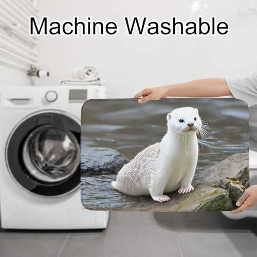 Tapis de bain loutre blanche antidérapants et absorbants | Lot de 3 - 8
