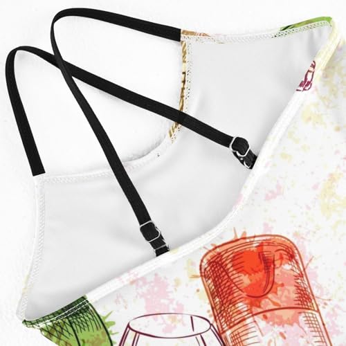Girls One Piece Swimsuits Wine Bottles and Glasses Pattern Sport Halter Swimwear Beach Bathing Suit, 5-6T4