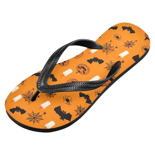 Burbuja Bat Candle Pumpkin Flip Flops for Women Men, Soft Thong Sandals Rubber Slippers for Pool Beach Essentials2