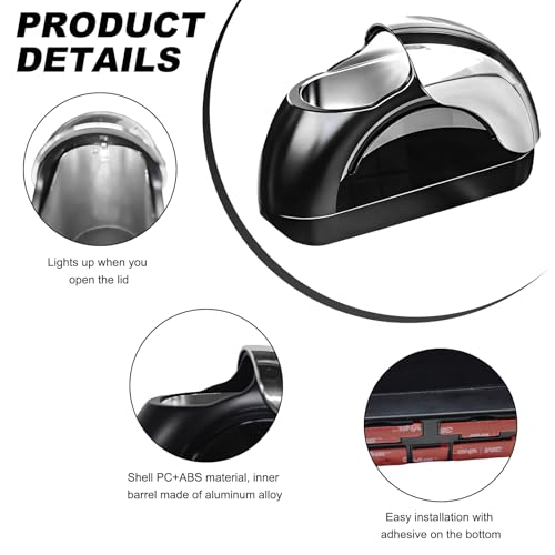 Image of Wevdn Car Ashtray with Lid, Portable Smokeless Car Door Cigarette Ashtray with LED Light, Windproof Automotive Ash Tray for Most Car Home Office Outdoor Use, Car Accessories (Silver & Black)