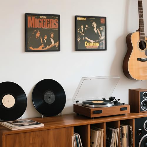 Image of upsimples Vinyl Record Frame 12.5x12.5, Wall Display 2 Pack, Black