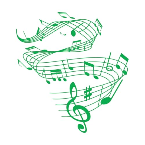 Calcomanías de letras Ola musical de notas musicales y clave en pentagrama 67.2x72.2cm Embellecimiento de paredes Verde