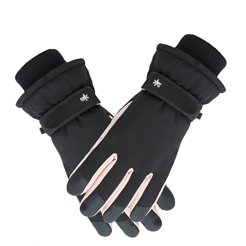 HJYDGJ - HJYDGJ Gants imperméables pour écran tactile - Gants d'hiver imperméables - Gants d'hiver pour femme - Gants chauds et imperméables - Gants d'hiver pour homme et femme - Noir