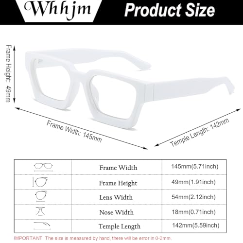 Image of Square Frame Glasses for Men Women Fashion Rectangle Computer Glasses Fake Face Glasses (White)
