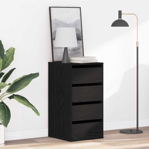 Cajonera de madera negra con 3 cajones amplios y dimensiones compactas 2