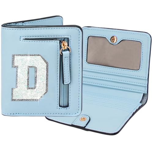 Image of Birthday Gifts for Teen Girl Kids Wallet Girl Wallets Small Initial Rfid Wallet Teen Girls Gift Preppy Stuff for Girls Blue D