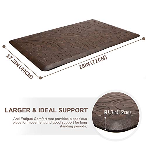 Kmat Kitchen Mat Cushioned Anti-Fatigue Floor Mat Waterproof Non-Slip Standing Mat Ergonomic Comfort Floor Mat Rug For Home,Office,Sink,Laundry,Desk 17.3" (W) X 28"(L),Brown #TOP1
