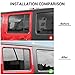 Jimen for 2007-2018 Jeep Wrangler JK & Unlimited 4-Door, 2PCS Left & Right Window Panels Cover Trim, American Flag