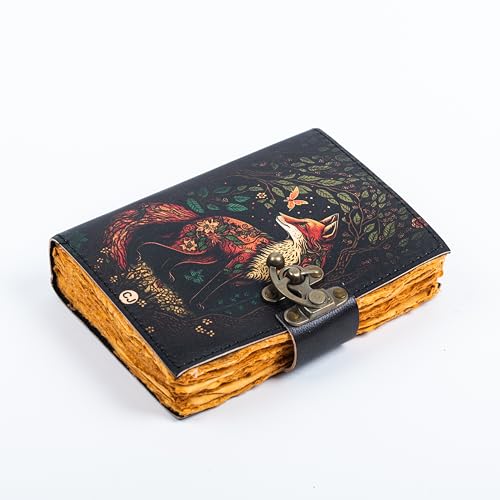 Image of CRAFT JUNKY Vintage Leather Journal Diary for Women and Men Travel Diary Notebook for Writing Deckle Edge Paper (WOLF, A5 17.78 X 12. 7 CM (A5))