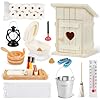Tccydm Wichtel Toilettenhäuschen aus Holz, 28 Stück Miniatur Wichtel Zubehör, Miniatur Toilettenhäuschen, Toilette, Miniatur Puppenhaus Zubehör, Wichtelhaus Holz Wichtel Zubehör Weihnachten