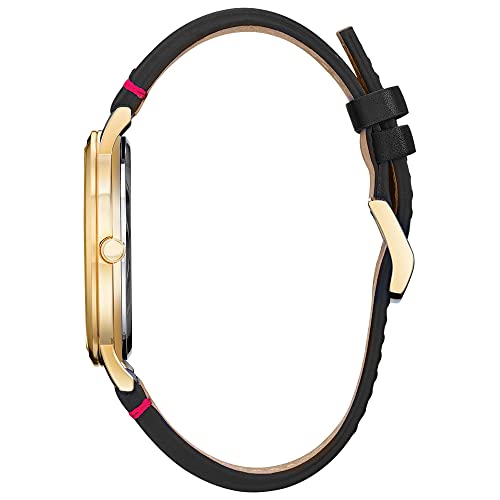 Citizen Eco-Drive Men's Marvel Tony Stark Gold Tone Stainless Steel Watch with Black Leather Strap, Arc Reactor, Luminous, 43mm (Model: BM6992-09W)