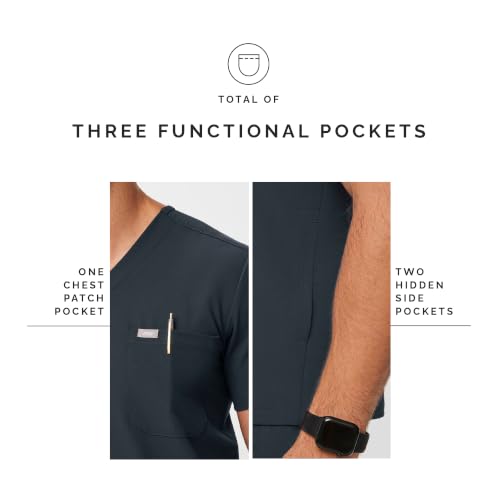 Image of FIGS Chisec Scrub Top for Men | 3 Pockets, Tailored Fit, Squared V-Neck, 4-Way Stretch, Moisture-Wicking
