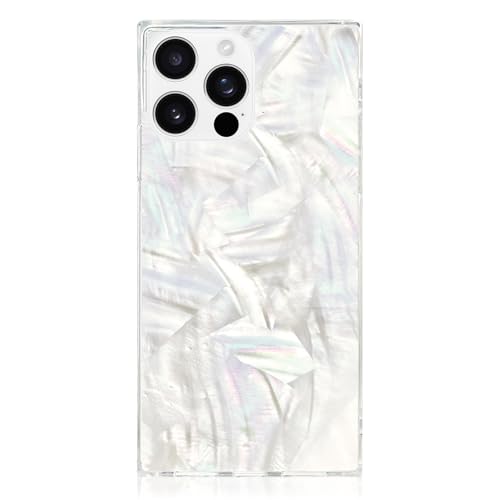 Coque MagSafe iPhone 16 Pro Flaunt carrée antichoc nacre blanche