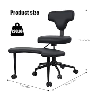 yoakaiax Sedia da Ufficio a Gambe Incrociate, Sedia per Meditazione a Gambe Incrociate con Ruote, Sedie Ergonomiche in Ginocchio Sedie da Scrivania a Gambe Incrociate con Supporto Lombare e Sgabello