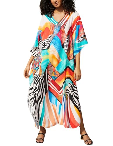Image of NFVNKJ Women's Plus Size Beach Lounge Kaftan Maxi Dress Swimsuit Coverup for Women