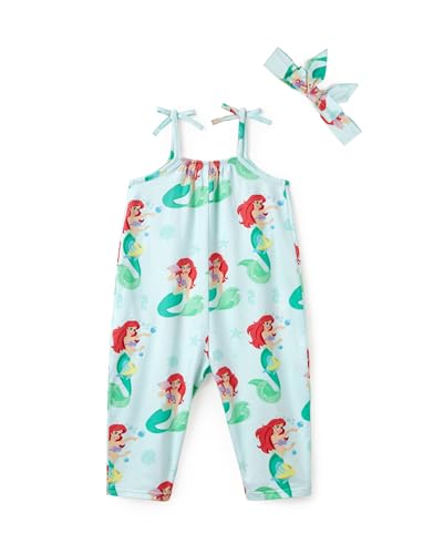 Image of Disney Frozen Elsa Princess Minnie Stitch Marie Girls Romper with Bow Tie Strap and Headband Cute Jumpsuit for Baby & Toddler