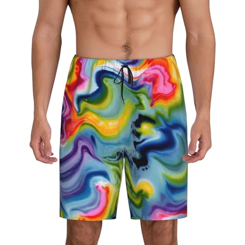 Pantalon de pyjama court imprimé tie-dye léger vêtement de nuit fluide homme