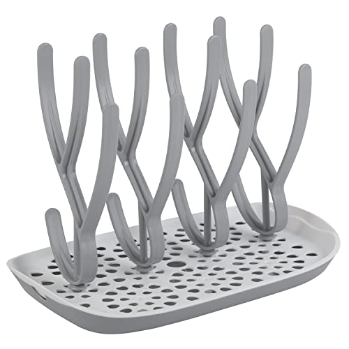 Image of ToeZee Baby Bottle Drying Rack Space Saving Countertop Baby Bottle Holder, Drying Rack for Baby Bottles Accessories - Stores Up to 12 Bottles, Dishwasher Safe (Gray)
