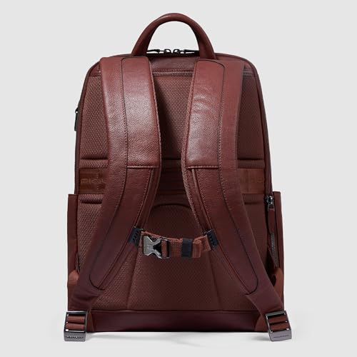 Piquadro - Leather Backpack Laptop 14" - Men - Tan Colour - Image 3