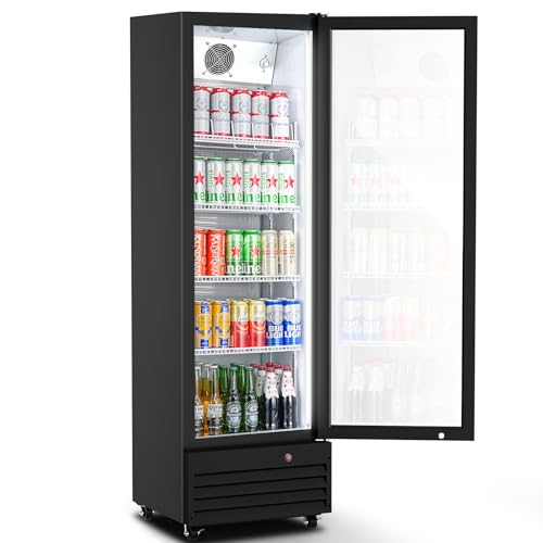 BODEGACOOLER Commercial Glass Door Merchandiser Refrigerator,9 Cu.Ft Beverage Cooler Display Drink Refrigerator,Outdoor Bar Cooler,Display Beverage Fridge for Bar,Office,Restaurant