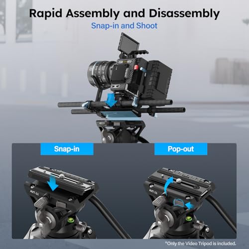 Image of SIRUI Video Tripod with 360 Degree Fluid Head, 73 inch Heavy Duty Tripod with Quick Release Plate for DSLR, Professional for Camera, Film, Camcorder, Payload 22lbs /10kg, AVT-11