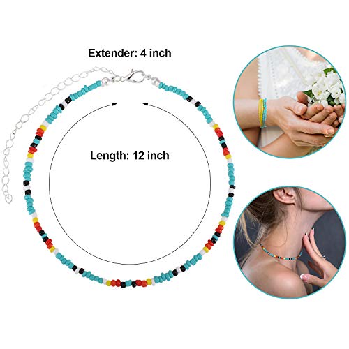 Hicarer 16 Pcs Beaded Choker Necklace Boho Women Summer Beach Colorful Jewelry Bead Seed Beads Choker for Women2