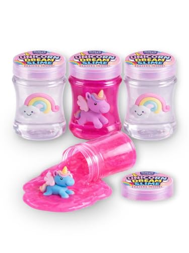 Image of HOTKEI Unicorn Dream Slime for Kids 3 to 10 Years Stretchable Slime with Surprise Cute Unicorn Eraser Inside Soft Non-Sticky DIY Slimy Fun Toy Birthday & Return Gift for Kids Girls & Boys Pack of 4
