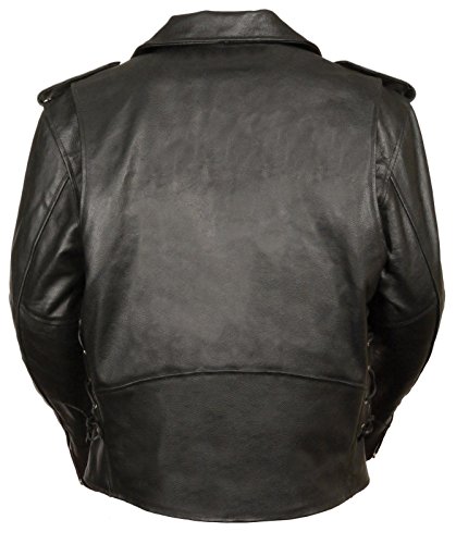Men's Motorcycle MC Police Style Leather Jacket with Side Laces Cow Leather (XL Regular)2