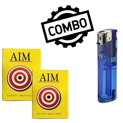 Image of AIM-Pack of 40 Small Boxes Each Contains 25 matchsticks= Total 1000 matchsticks+Pocket Lighter 1 Piece