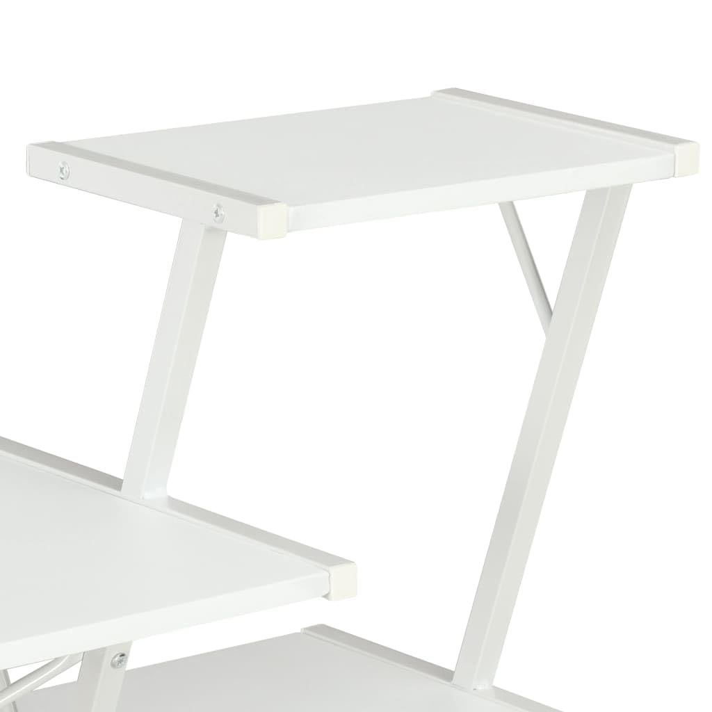 Scrivania moderna con ripiano integrato e spazio di archiviazione, ufficio con scrivania e scaffale, 116 × 50 × 93 cm, stabile con integrato per computer e accessori