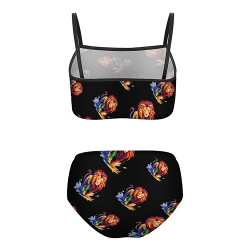 Colorful Wild Lion Girls Swimsuits Two Piece Bikini Sets Beach Sport Swimwear Bathing Suit2